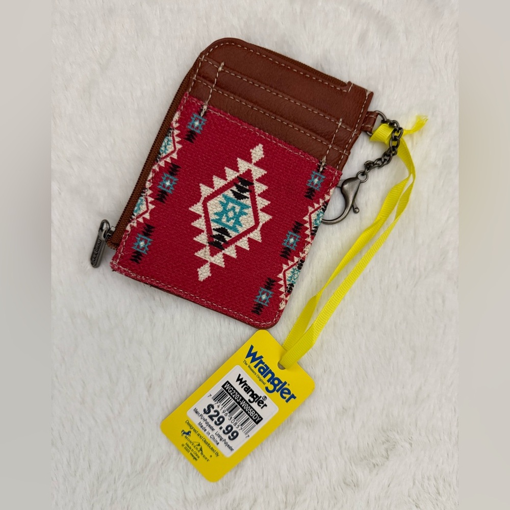 Wrangler Red and Brown Geometric Wallet